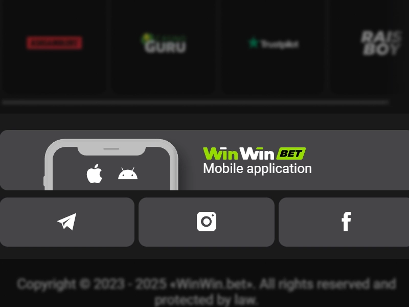 WinWin Bet official website homepage with highlighted mobile app download section on the right side