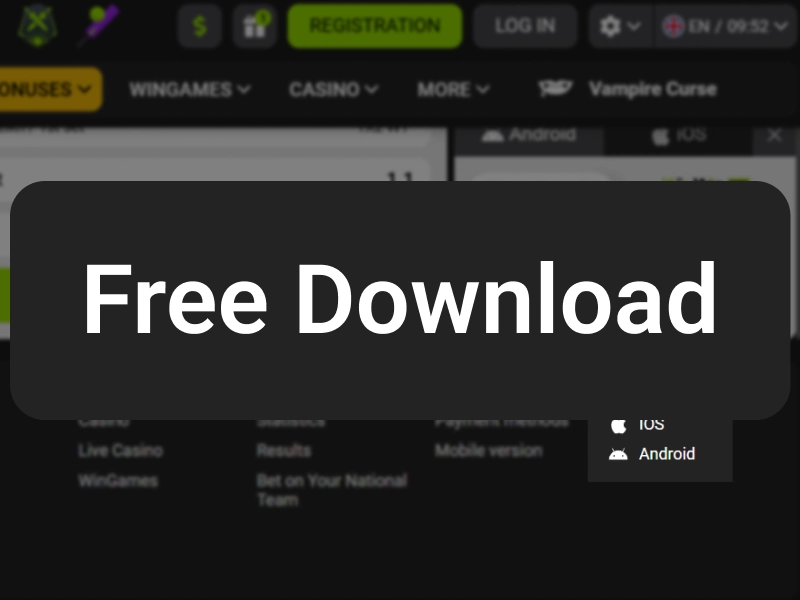 WinWin Bet Android app download screen with highlighted Free Download button for latest APK version