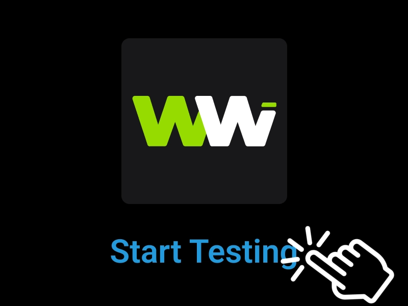 TestFlight interface with highlighted Start Testing button for WinWin Bet app