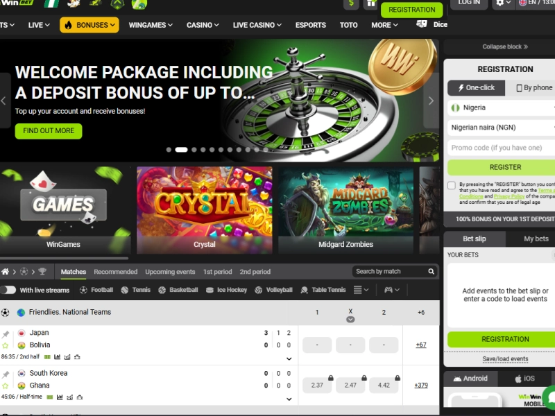 WinWin Bet iOS app home screen after installation, ready for betting and gameplay