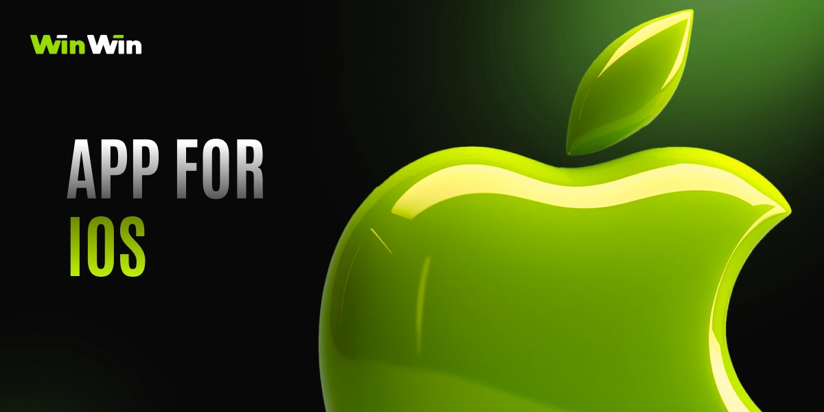 WinWinBet iOS app download image with 3D iOS icon on dark green background