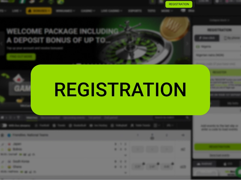 WinWin Bet registration screen with registration button highlighted