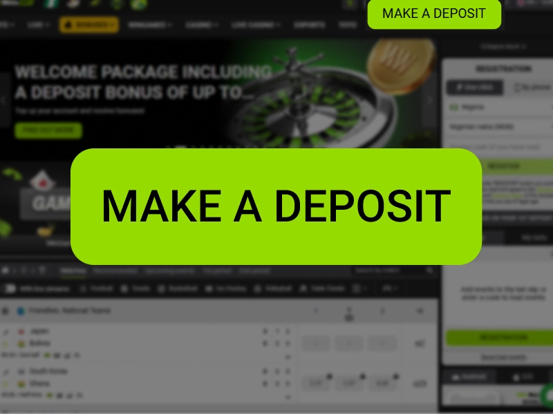WinWin Bet account dashboard with highlighted Make a Deposit button