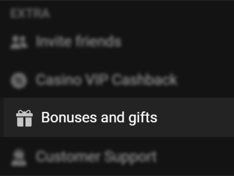 WinWin Bet profile menu showing highlighted Bonuses and Gifts section