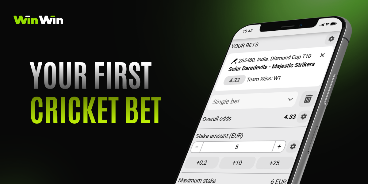 WinWin first cricket bet placed on mobile phone betting app"