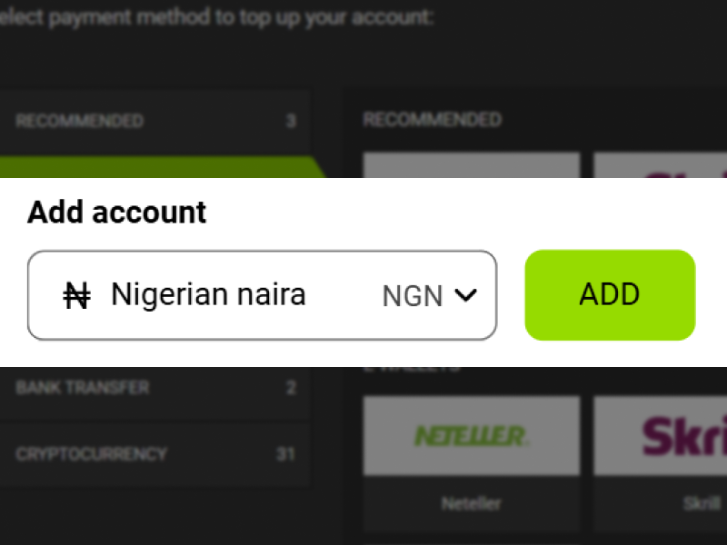Select Naira as Your Currency