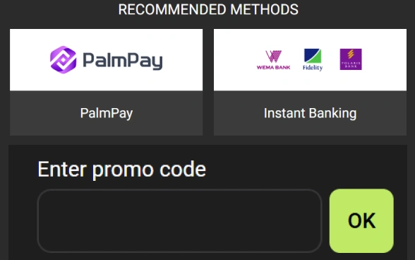 Promo details appear during deposit